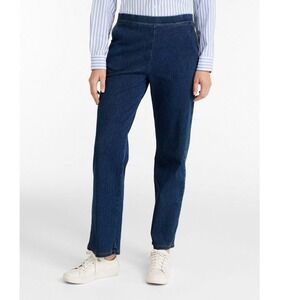 L.L.Bean Women's Petite Perfect Fit Pants Denim Straight Leg Pull On Stretchy M